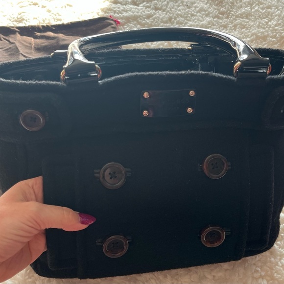 Kate Spade black wool and leather handbag - Picture 5 of 7